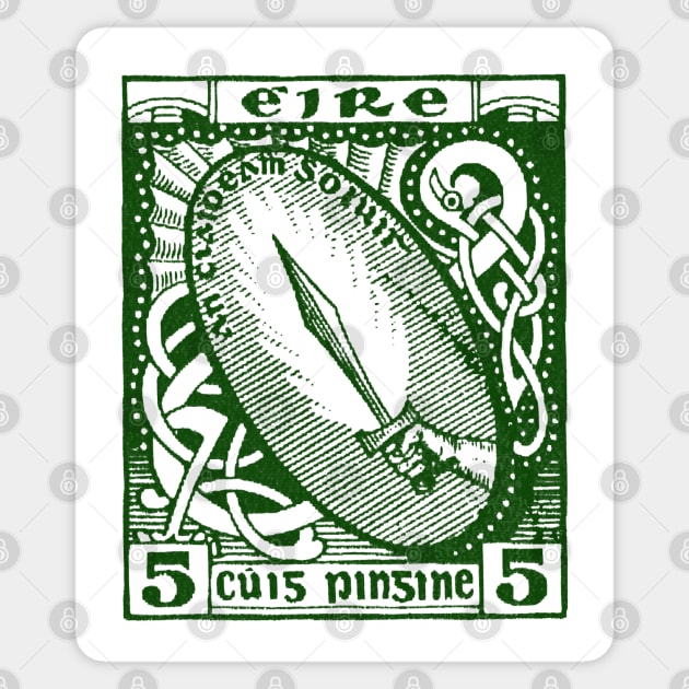 Sword Of Light / Vintage Irish Postage Stamp Design Sticker by feck!